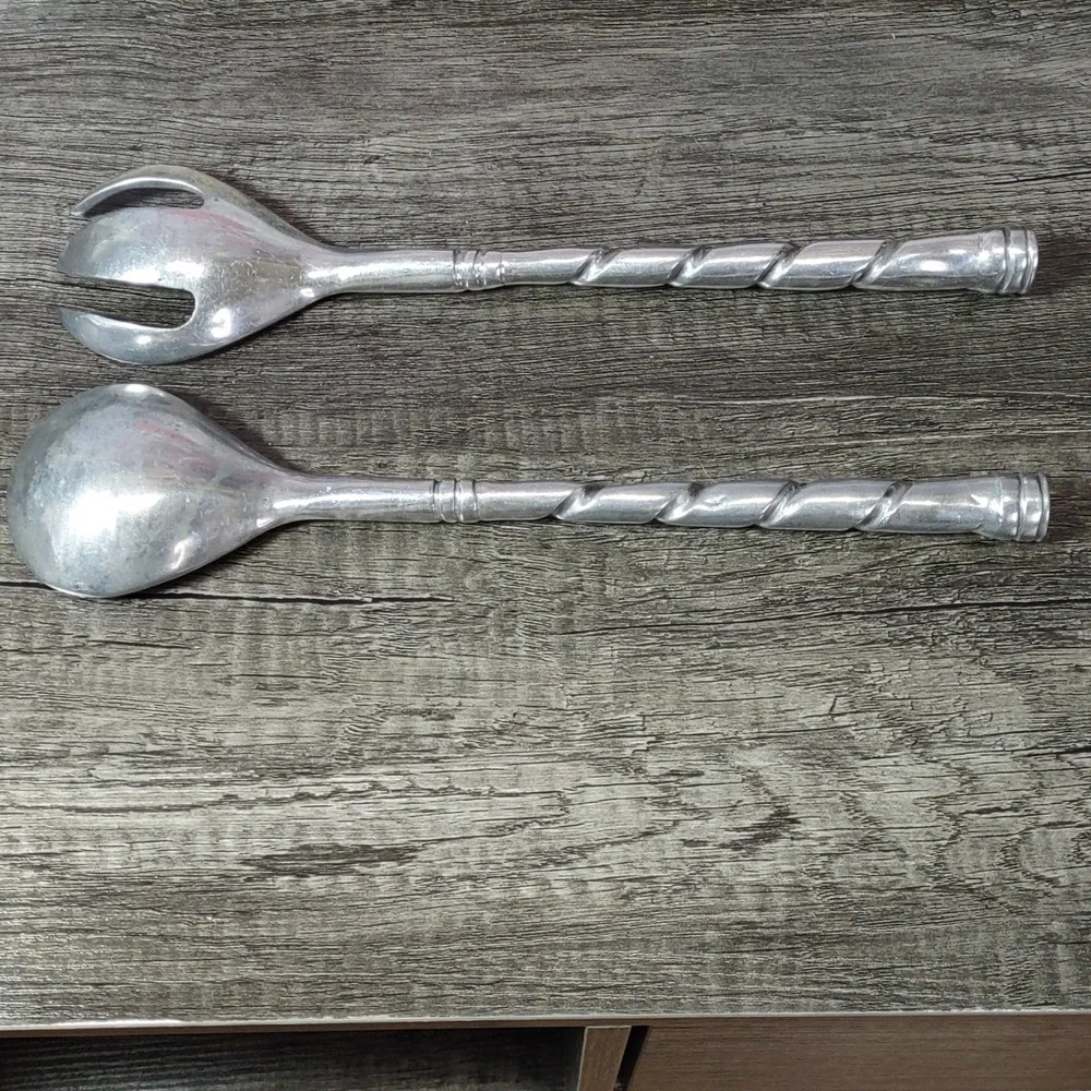 Mexican Pewterware Salad Server Spoons